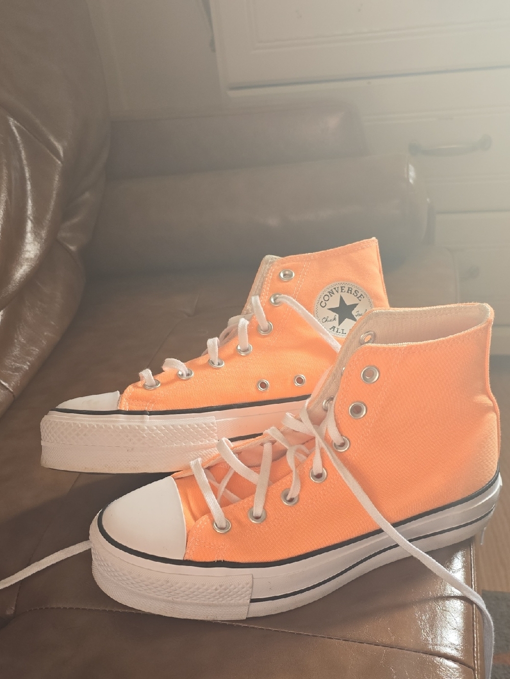 Converse High Top Sneakers - Orange with White Accents